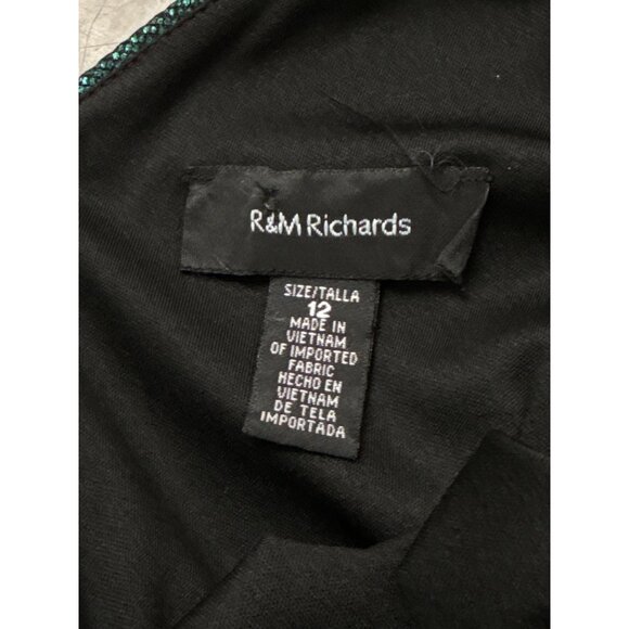 R&M Richard’s Green Metallic Long Sleeve Maxi Dress Women's Shimmery Sz 12 - Picture 9 of 11